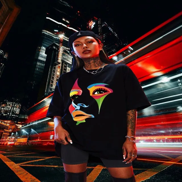 Novel street print with a color face and personality